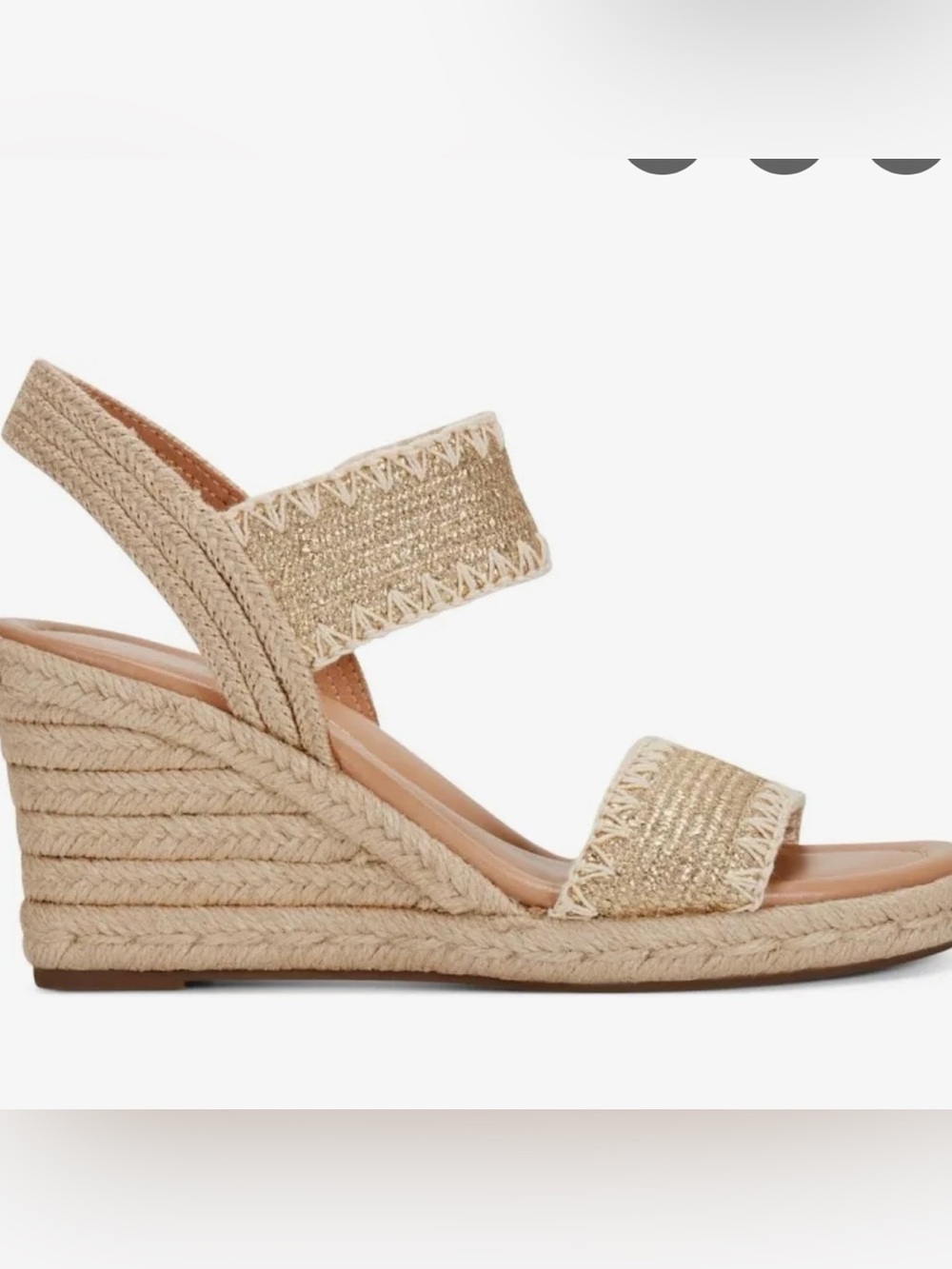 Easy Spirit Ariella Espadrille Wedge Sandal Natural Gold NWOT Coastal Boho